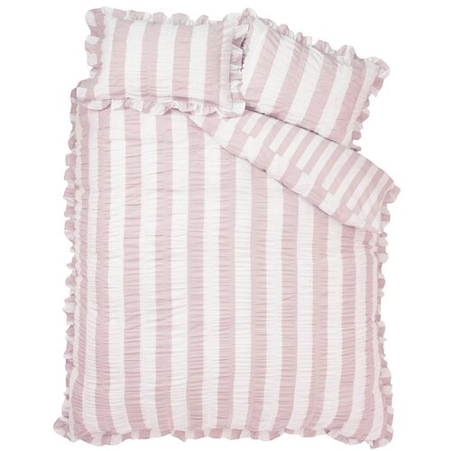 Catherine Lansfield Ružičasta posteljina za krevet za jednu osobu 135x200 cm Seersucker Frill Stripe &ndash; Cijene