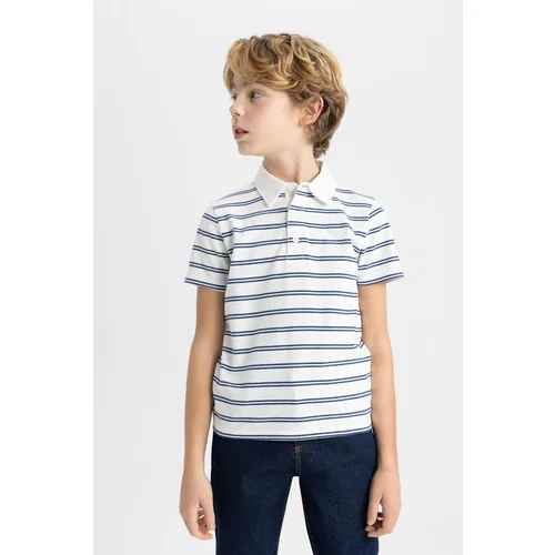 Defacto Boy's Striped Pique Short Sleeve Polo T-Shirt