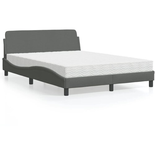 VidaXL Krevet s madracem svjetlosivi 140x200 cm tkanina Slike