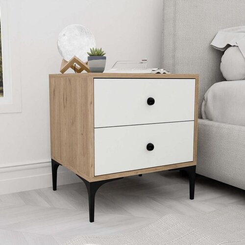 Hanah home noćni ormarić agata 3710 oakwhite nightstand Slike