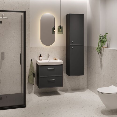 Cersanit S590-100 - Viseći kupatilski ormarić ispod umivaonika MILLE SLIM 60x38 cm crna Slike