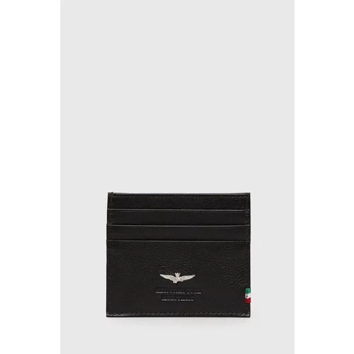 Aeronautica Militare Usnjen etui za kartice moški, črna barva