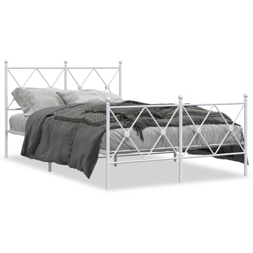 vidaXL Metalni okvir kreveta uzglavlje i podnožje bijeli 120x190 cm Cijene