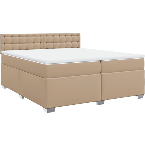vidaXL Box spring postelja z vzmetnico kapučino 200x200 cm um. usnje, (21310534) Cene