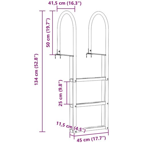  Ljestve za dok s 3 koraka Srebrno 45 x 11,5 x 134 cm Aluminij Slike