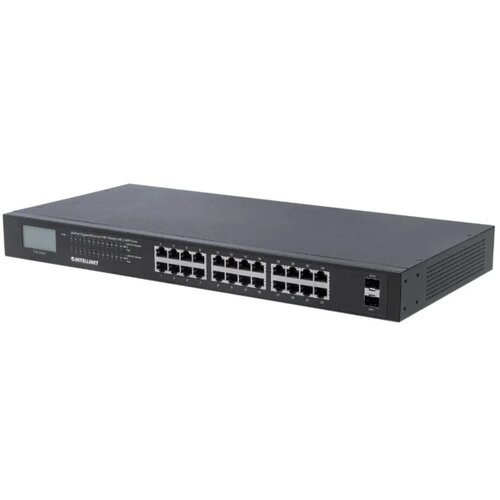 Intellinet INT 561242 Network PoE Switch, 24-Port, 370W PoE Budget, 2 SFP Ports, Gigabit Cene