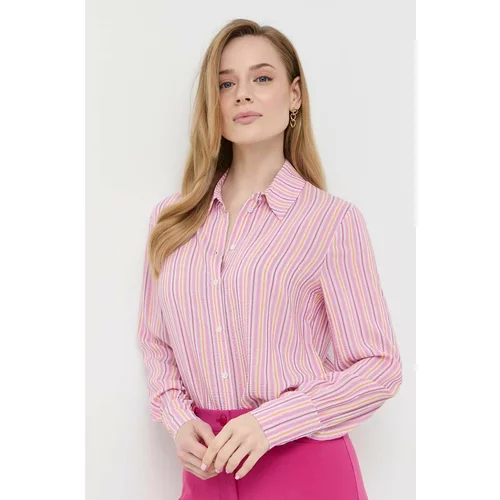 Patrizia Pepe Košulja s primjesom svile boja: ružičasta, regular, s klasičnim ovratnikom