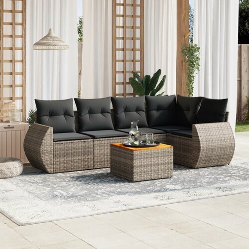 vidaXL 6-dijelni set vrtnih sofa od poliratana s jastucima sivi Cijene