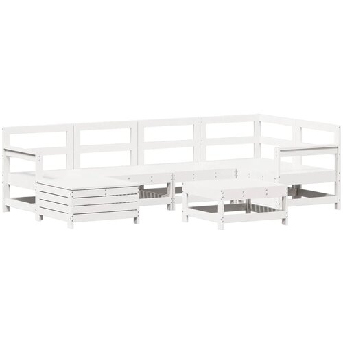 VidaXL 7-dijelni set vrtnih sofa bijeli od masivne borovine Slike