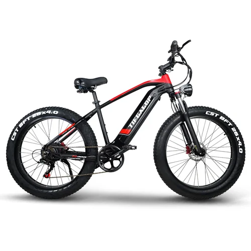 Tifgalop ES28 električno kolo za odrasle 26" električno gorsko kolo z 48V 18Ah odstranljivo baterijo 1000W fat bike - rdeča, (21215170)