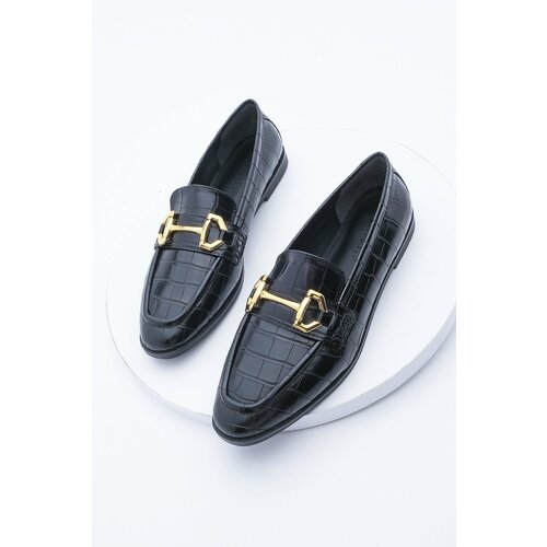 Marjin Women's Loafer Buckle Casual Shoes Black Slike