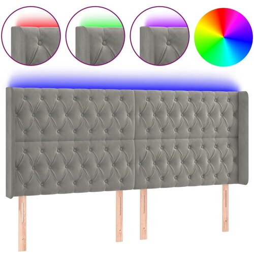 Maison Chic led posteljno vzglavje - vzglavna omarica - nočna omarica svetlo sivo 183x16x118/128 cm žamet, (21712468) Cene