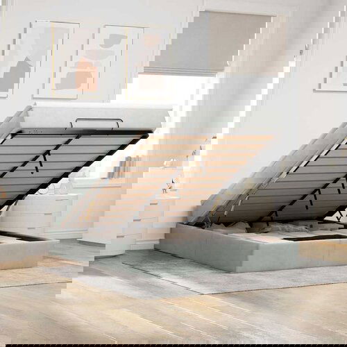 VidaXL Otomanski krevet s madracem svijetlosivi 140x190 cm bar&amp;scaron;unasti Slike