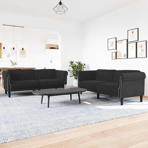 VidaXL 2-dijelni set sofa crni bar&amp;scaron;unasti Slike