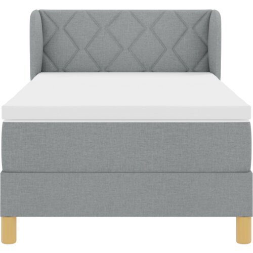 VidaXL Box Spring Krevet s Madracem - Svjetlosiva, 90x200 cm, Tkanina Slike