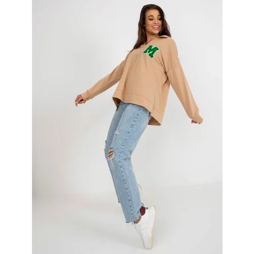 Fashion Hunters Camel oversize cotton blouse with collar