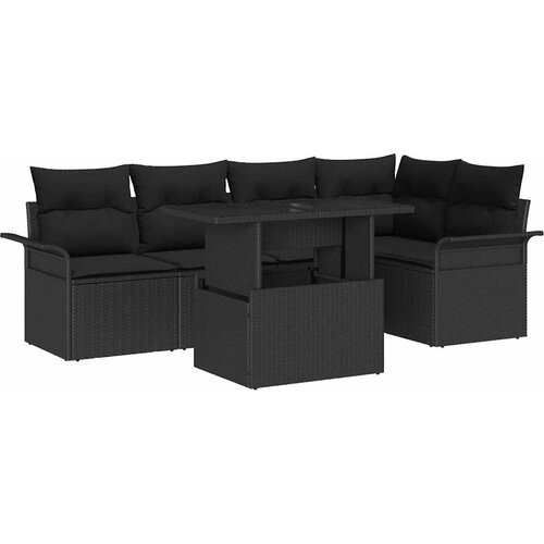  Sjedeća garnitura za vrt 6 kom. Crna poliratan 100 x 55 x 73 cm Slike