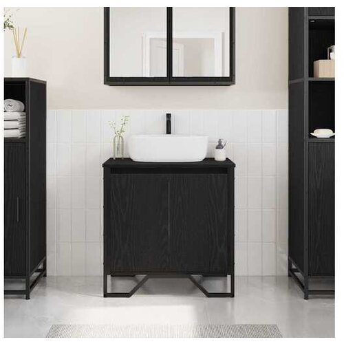 vidaXL Omara pod umivalnik z vrati Črna Orehovina 60 x 35 x 60 cm Cene