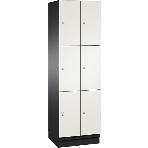 C+P Omara CAMBIO s predelki z zaklepanjem in vrati iz HPL, 6 predelkov, korpus črno siv / vrata bela, širina 600 mm Cene