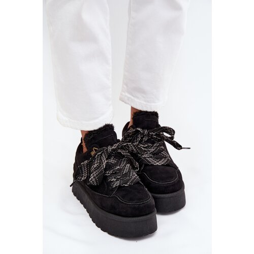 Boto Lace-up Women&amp;#039;s Snow Boots Platform Insulated with Fur Black Tavelle Slike