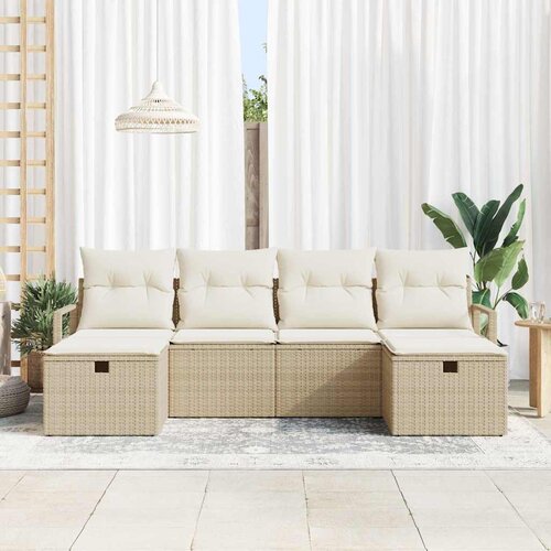  Set sofe 6 kom. 6-Broj sjedala Bež i krema poliratan 230 x 117 x 85 cm Slike