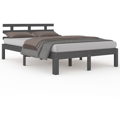  Okvir za krevet od masivnog drva sivi 200 x 200 cm Slike