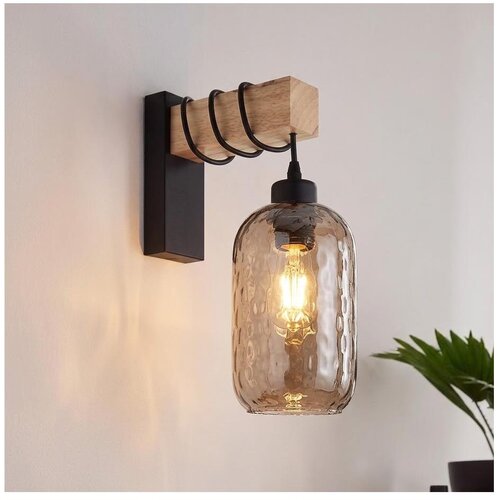 Brilagi Zidna lampa WOOD GLASS 1xE27/60W/230V borovina/crna/zadimljeno braon Cene