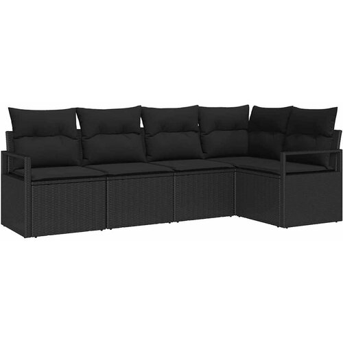  Sjedeća garnitura za vrt 5 kom. Crna poliratan 232 x 122 x 85 cm Slike