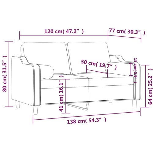 vidaXL Kavč dvosed z blazinami črn 120 cm blago Cene