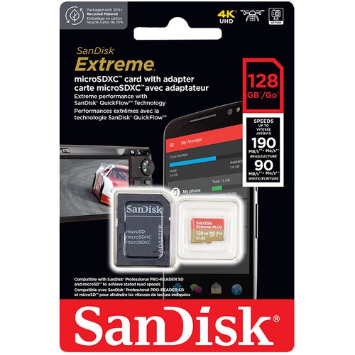 San Disk Mem.Kartica SDXC Extreme micro Pro Deluxe 128GB 190MB/s A2 C10 UHS-I U3 V30 Cene