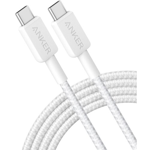 Anker 322 USB tip-C na USB tip-C kabl M/M 1.8m, 60W, pleteni, beli Slike