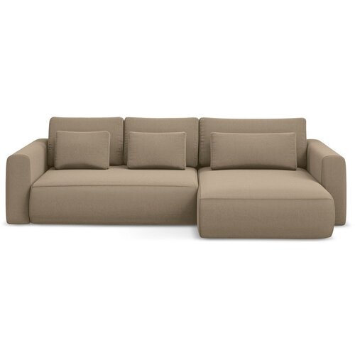 Makamii Svjetlo smeđa baršunasti sklopiva/s prostorom za odlaganje kutna garnitura (s desnim kutom/s ležaljkom) Kapua – Cijene