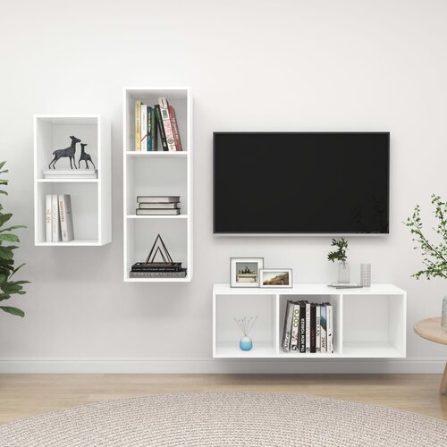  3-dijelni set TV ormarića bijeli od konstruiranog drva Cijene