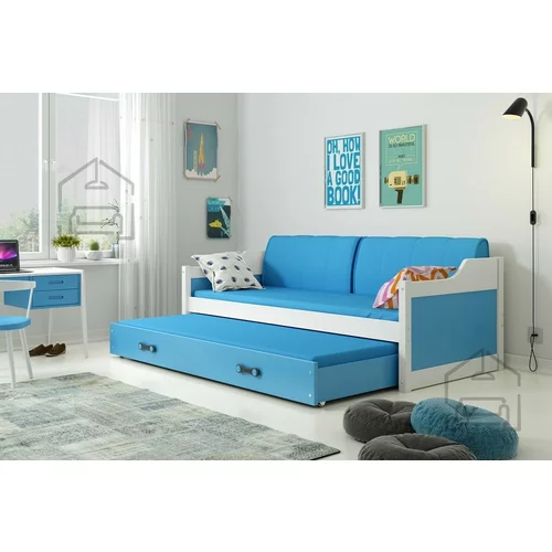 BMS Group Otroška postelja Dawid z dodatnim ležiščem - 90x200 cm - bela/modra