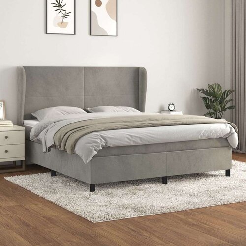  Box spring postelja z vzmetnico svetlo siva 160x200 cm žamet, (20790599) Cene