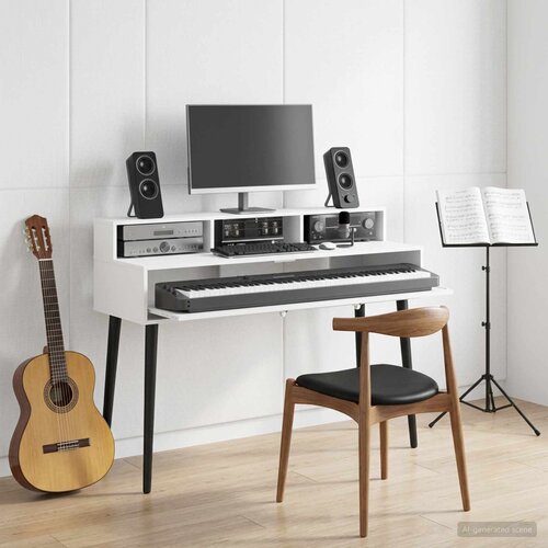 Studio radni stol Bijela 130 x 42,5 x 36 cm Konstruirano drvo Cijene