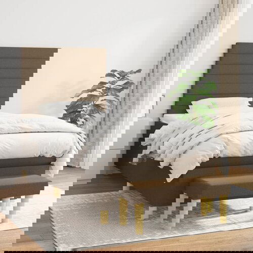  The Living Store Box spring postelja z vzmetnico temno rjava 80x200 cm blago - Box Spring Postelja, (21496987) Slike