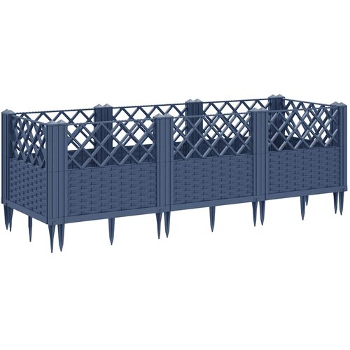  Vrtna sadilica s klinovima plava siva 123,5x43,5x43,5 cm PP Slike