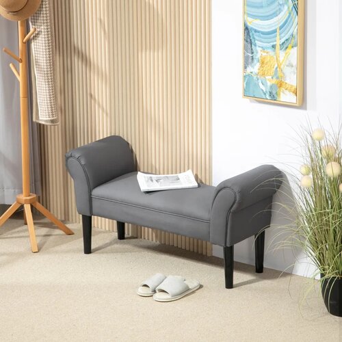  Klupa klupa za krevet robusna konstrukcija mekana presvlaka 102x36x51 cm siva Slike