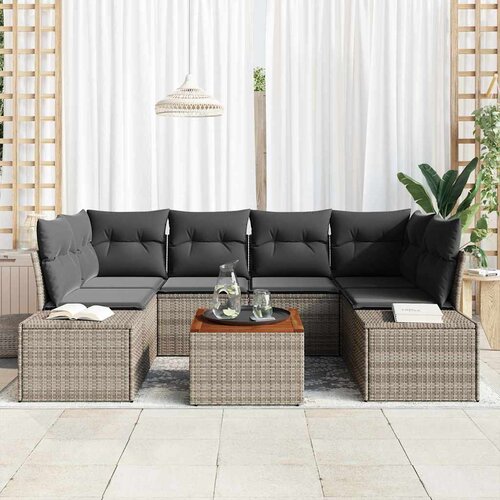  Sjedeća garnitura za vrt 7 kom. Siva poliratan 234 x 154 x 69 cm Cijene