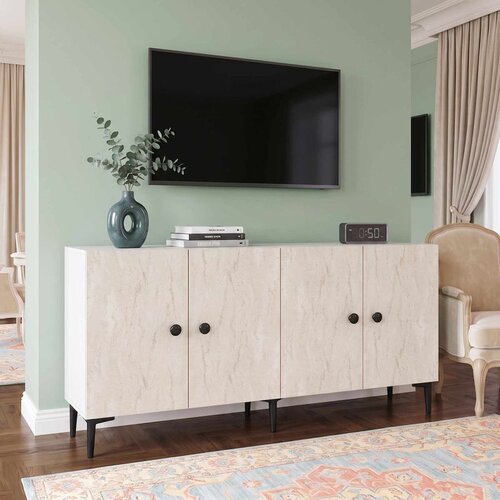 Hanah home komoda Sherifa 180, 180 cm, bela / travertin Cene
