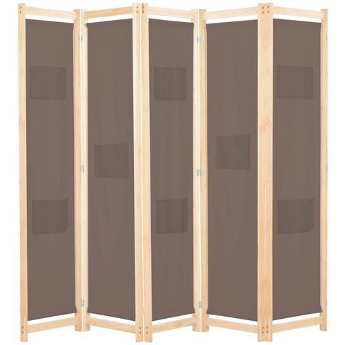 vidaXL Sobna pregrada s 5 panela od tkanine 200 x 170 x 4 cm smeđa Cijene