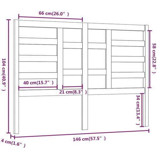  Uzglavlje za krevet boja meda 146 x 4 x 104 cm masivna borovina Slike