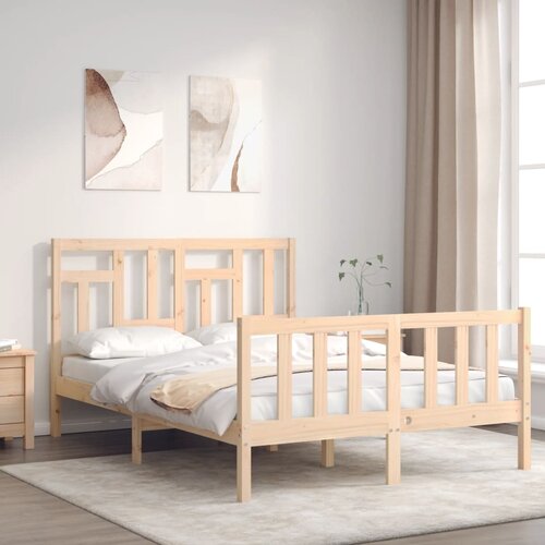 vidaXL Okvir kreveta s uzglavljem 4FT6 bračni od masivnog drva Cene