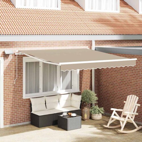  Skrovita tenda S LED lampica Bež 350 x 250 cm Tkanina i čelik Cene
