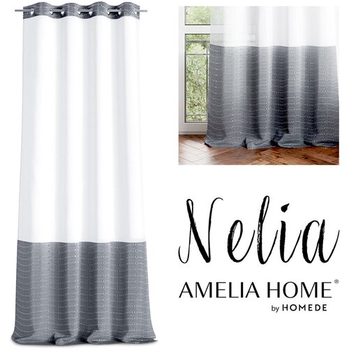  Curtain NELIA color white eyelets voile, braid 140x250 ameliahome Slike