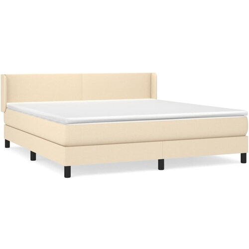 VidaXL Krevet s oprugama i madracem krem 160x200 cm od tkanine Slike