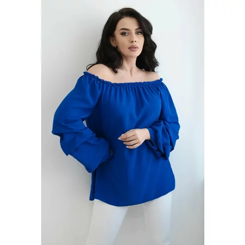Kesi Spanish blouse with decorative sleeves cornflower blue