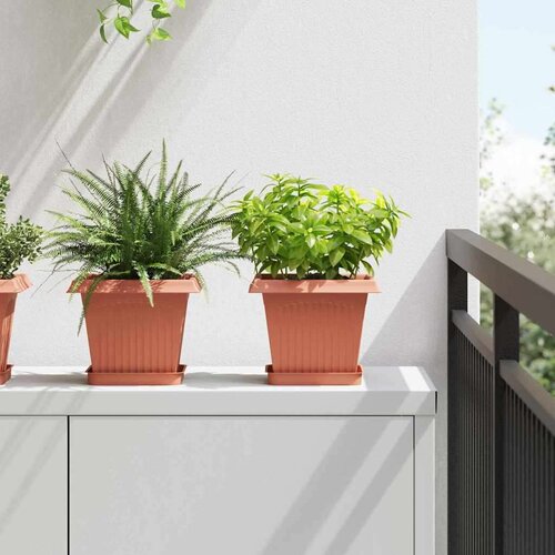  Kvadraten cvetlični pladenj 24 pcs Kamnito rdeča 15 x 15 x 2 cm, (5000207826) Cene