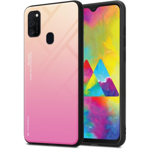 Cadorabo Ohišje, združljiv s Samsungom v rumeni - roza - dvobarvni zaščitni pokrov iz silikona TPU in hrbta iz kaljenega stekla, (20570972) Cene